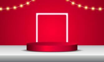 3D realistic cylinder podium background with backdrop. Futuristic minimal wall scene mockup product vector