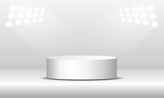 Podium for product presentation. Podium with 3D background with geometric platform. Product presentation mockup. vector