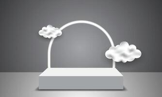 3D podium background with cloud view. Minimal mockup or product display presentation, Display stage. vector