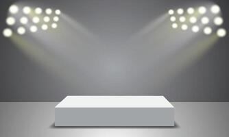 3D abstract studio space with podium. Geometric platform with background. Modern minimalist view for displaying cosmetic products. Showcase, Display case vector