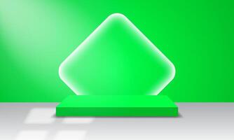 Abstract landscape background. Rectangular podium with background. Product presentation, mockup, cosmetic product exhibition, podium, stage or platform. vector