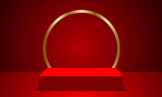 Product podium with background. Minimal wall scene mockup, product showcase, Banner promotion display. vector
