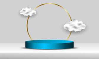 3D podium background with pedestal. Product display presentation platform layout. Abstract composition in minimalist design. Display stage vector