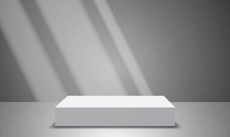 3d background product display stage with geometric platform. Stand for displaying cosmetic products. Display stage on studio pedestal vector