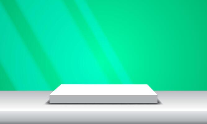 Minimalist abstract scene with geometric platform. 3D rendering of background with podium. Stand for product display.