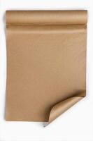Blank Brown Craft Paper Roll Sheet with Curled Corner for Text photo