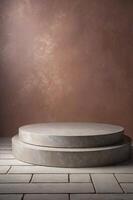 Two Tier Stone Display Podium with Textured Background for Products photo
