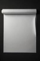 Blank White Paper Roll on Dark Background Perfect for Mockup photo