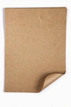 Craft Paper Sheet with Curled Corner on White Background photo