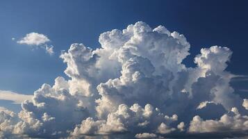 Dramatic Cumulus Cloudscape Against Deep Blue Sky on Sunny Day photo
