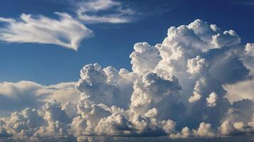 Dramatic Cloudscape with Fluffy White Clouds in a Blue Sky Scene photo