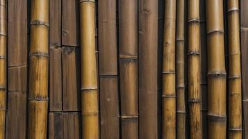 Bamboo Wall Backdrop with Natural Texture and Brown Organic Pattern photo