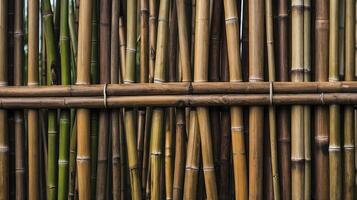 Bamboo Fence Creating Natural Privacy Screen with Different Shades of Brown photo