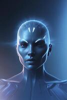 Futuristic Humanoid with Glowing Markings and Blue Tones Technology Concept photo