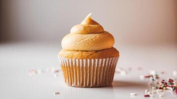 A cupcake with a frosting on top photo