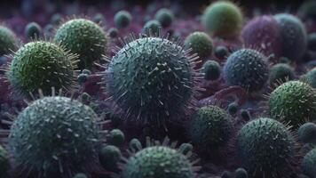 Close-up Visualization of Viruses or Pathogens for Medical and Scientific Illustrations photo