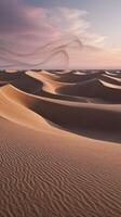 Exploring Sand Dunes at Sunrise with Wisp of Wind in the Desert photo