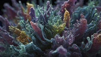 Close-up of Microscopic Coral-like Structures with a Fantasy Underwater Feeling photo