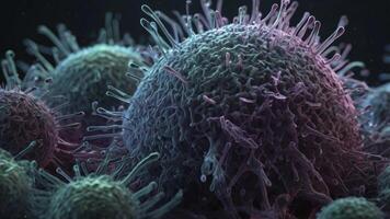 Close-up Visualization of Cells Under Microscope, Potentially for Medical Purposes photo