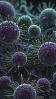 Close-up Visualization of Virus or Pathogen Cell Structure and Surface photo