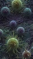 Close-up of Microscopic Virus Cells Illustrating Infectious Diseases and Pandemic Concerns photo