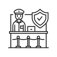 security guard, check point, security line art vector