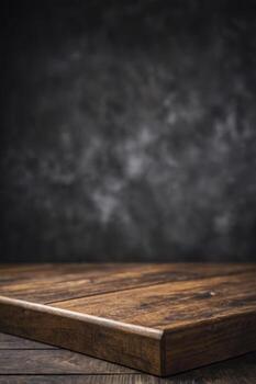 Rustic Wooden Table Surface with Dark Background for Product Mockup photo