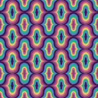 Psychedelic seamless pattern in retro style. Hypnotic colorful elements with grunge texture. illustration for fabric, cover, packaging, background, paper vector