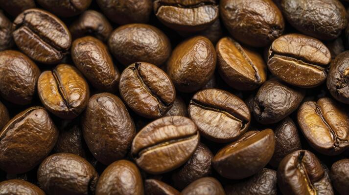 Roasted Coffee Beans Close-up Showing Rich Texture and Aromatic Appeal