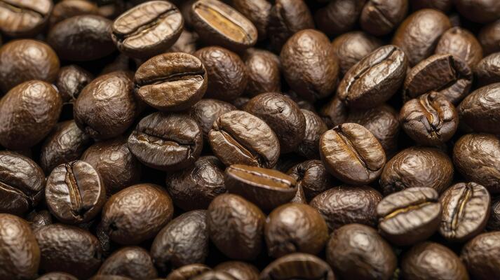 Roasted Coffee Beans Close Up Filling Frame for Drink Preparation