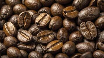 Roasted Coffee Beans Close Up Macro Background Image for Drink Concept photo