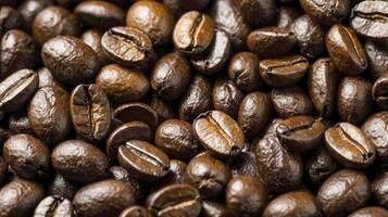 Roasted Coffee Beans Close-up - Aromatic Morning Start Concept photo