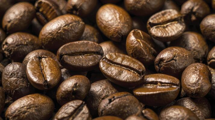 Roasted Coffee Beans Close Up Showing Texture and Rich Color