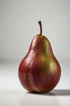Red and Green Pear Still Life on White Background Close-up photo