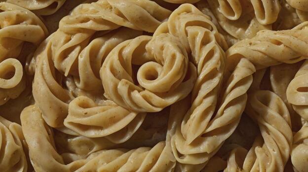 Close-up of Swirled Pasta with Light Sauce for a Dinner Meal photo