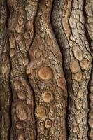 Close Up Tree Bark Texture with Unique Bumpy Pattern and Brown Color photo