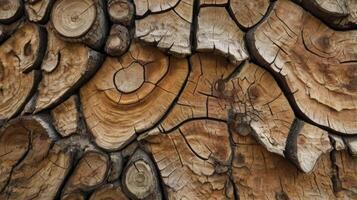 Stacked Wood Close-up Showing Tree Rings with Textural Detail photo