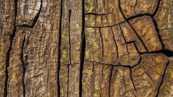 Close Up of a Weathered Tree Stump with Detailed Cracked Texture photo
