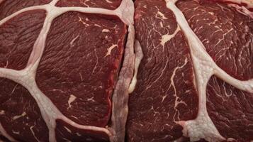Close-up Raw Beef Roast with String Ready for Cooking photo