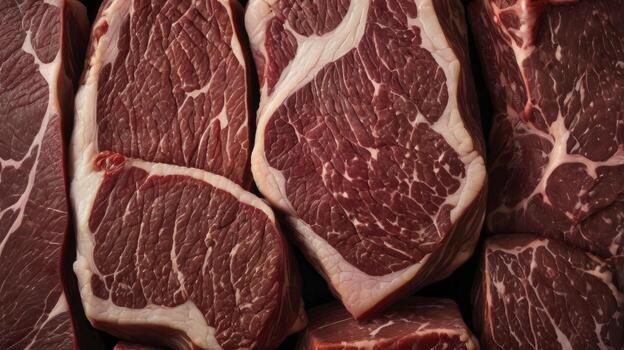 Close Up View of Fresh Raw Beef Steaks for Grilling photo