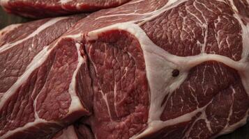 Close-up of Fresh Raw Pork Shoulder Meat Ready for Cooking photo
