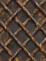 Rusty Metal Grid Texture Close Up with Detailed Industrial Pattern and Rough Surface photo