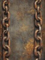Rusty Chains on Grungy Background Texture for Concept of Strength and Confinement photo