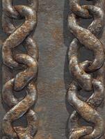 Rusty Metal Chains Texture Background with Industrial Details and Weathered Appearance photo