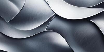 Abstract Metallic Wavy Pattern in Silver and Gray with Smooth Brushed Texture photo