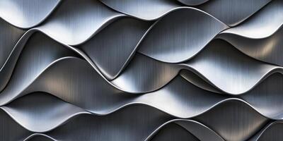 Abstract Metallic Wave Pattern Background Design in Textured Silver Gray Color photo