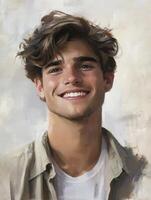 Smiling Young Man Portrait in Artistic Style with Natural Expression photo