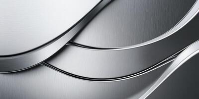 Abstract Metallic Background with Curved Lines in Silver and Gray Tones photo