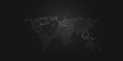 Global Network Connecting the World Map on Dark Background Concept photo
