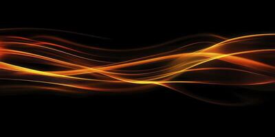 Flowing Abstract Orange Lines on Black Background Design for Graphic Use photo